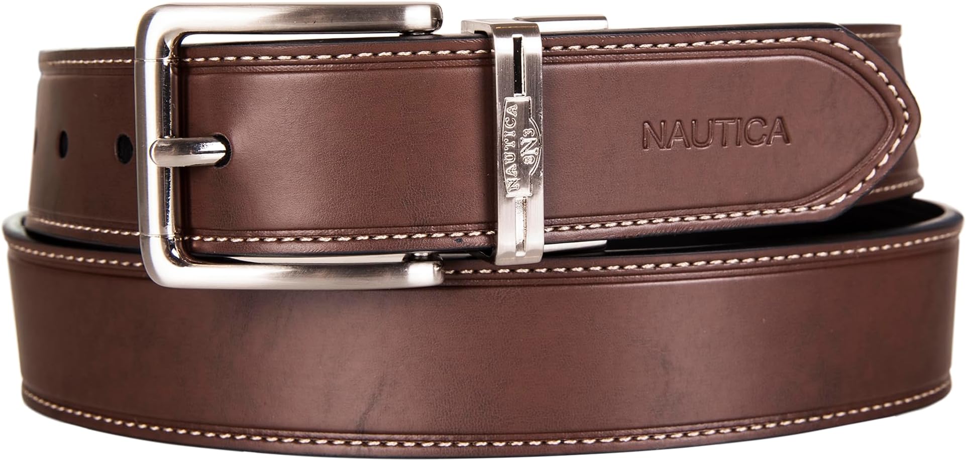 Nautica Men's Reversible Leather Belt | 2-in-1 | Classic | Everyday | Business | Work | Dress | Casual | Metal Buckle