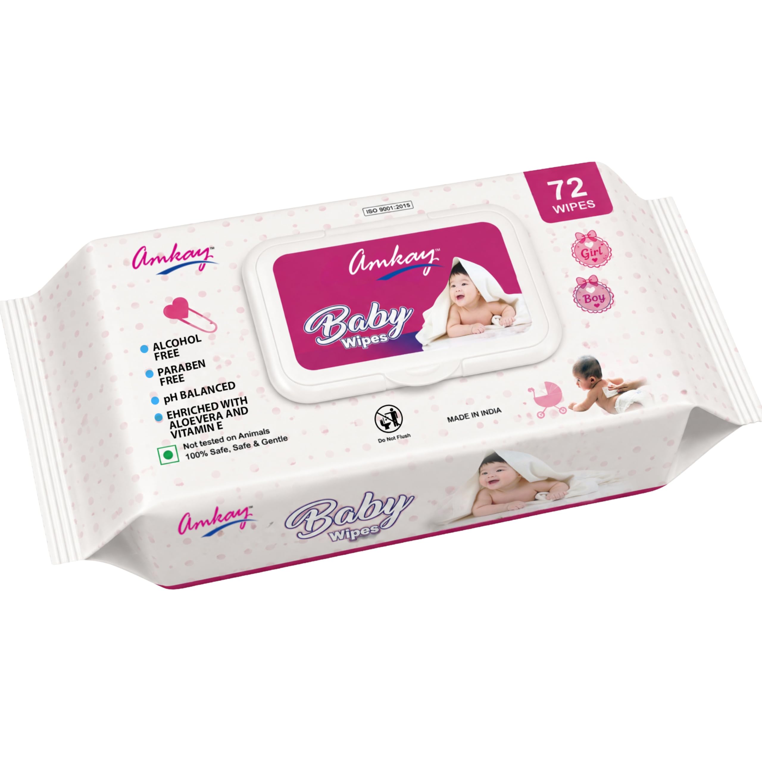 Amkay Baby Wet Wipes with Aloe Vera & Vitamin E | 72 Wipes x Pack of 1-72 Wipes | Paraben Free, Alcohol Free, Gentle on Baby Skin, pH Balanced, Dermatologically Tested | Pack Lid-image-6
