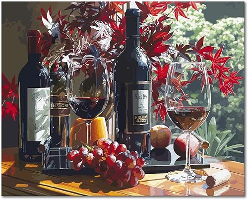TUMOVO Pintura por números para adultos, pintura de vino por números, kits de pintura de uva para adultos por números sobre lienzo, pintura de hojas disponible en Yaxa Colombia