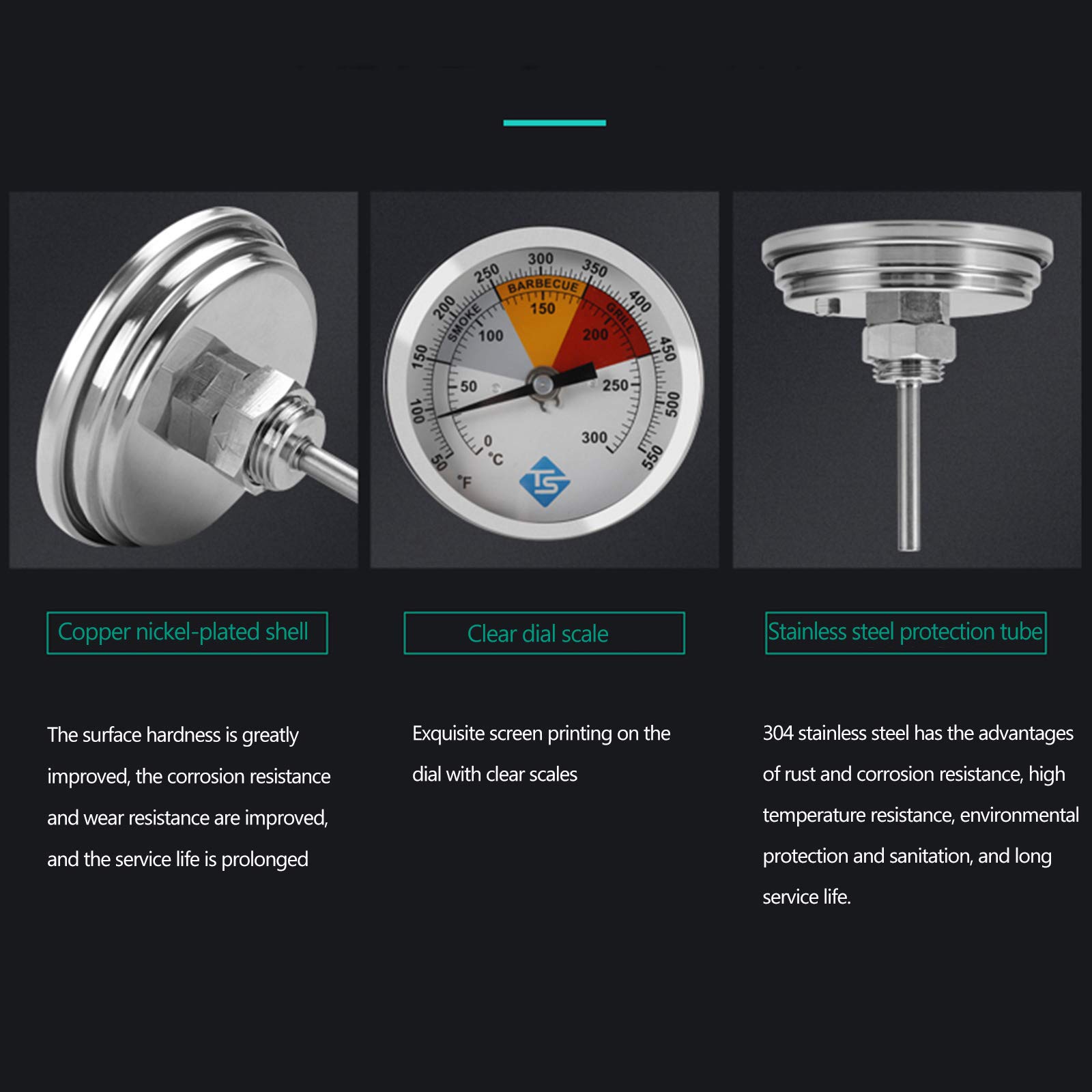 Termometro Per Affumicatore Per Griglia Per Barbecue, Acciaio - Foto 8