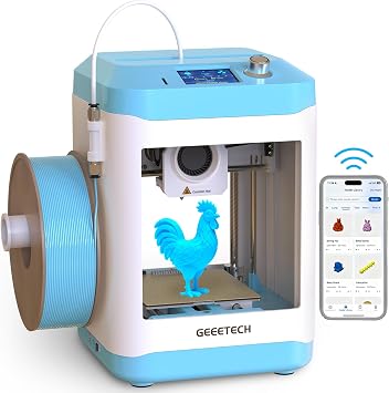 Geeetech Smart 3D Printer for Kids and Beginners, WiFi Mini 3D Printers with App Control, High Speed and Quality Printing, Fully Assembled and Auto Leveling, Blue Blue