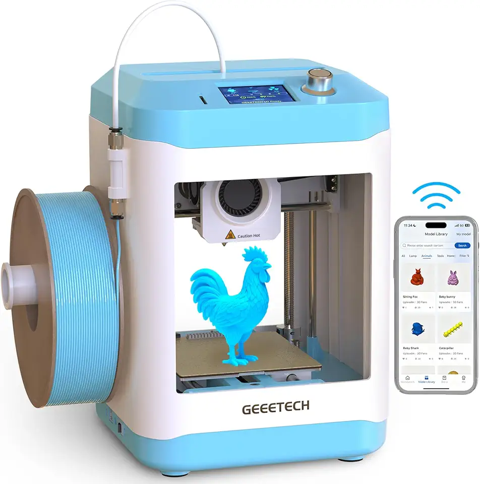 GIANTARM Impressora 3D Inteligente Geeetech para Crianças E Iniciantes, Mini Impressora 3D com Wi-Fi E Controle Por Aplicativo, Impressão de Alta Velocidade E Qualidade, Totalmente Montada