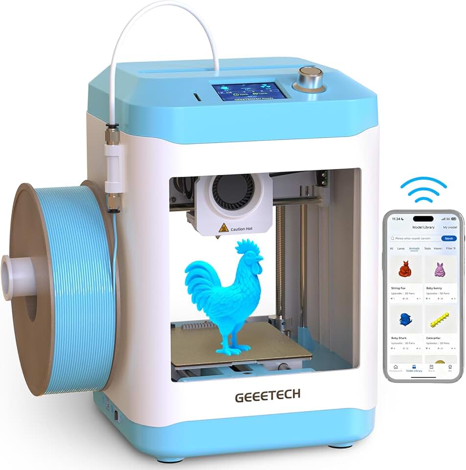 GIANTARM Impressora 3D Inteligente Geeetech para Crianças E Iniciantes, Mini Impressora 3D com Wi-Fi E Controle Por Aplicativo, Impressão de Alta Velocidade E Qualidade, Totalmente Montada