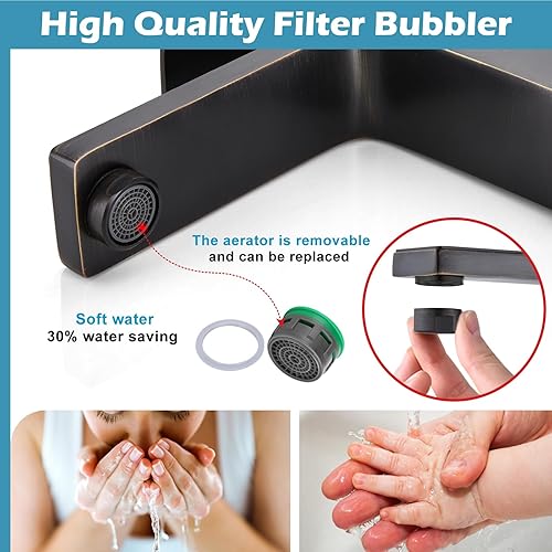 Miniatura 7 de Midanya Grifo para lavabo de baño, bronce aceitado, mango único, 1 agujero, montaje en cubierta, ORB, grifo mezclador de lavabo, incluye desagüe