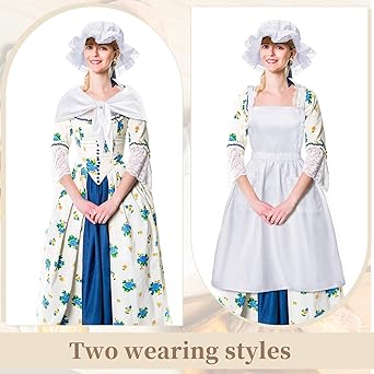 Newcotte Lot De 2 Accessoires De Costume De Colonie D'Halloween Comprenant Un Chapeau Blanc Pour Filles, Un Demi-tablier De Cosplay Pour Femme, Conforme à L'image