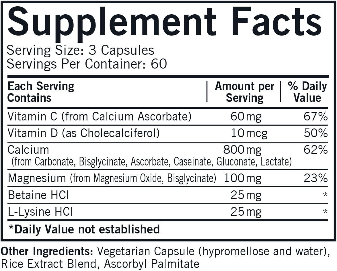 Kirkman Bone Support Calcium Supplement, 180 Vegetarian Capsules, Bone Strength Supplements to Help Maintain Density, Five Sources of Phosphorus-Free Calcium, Vitamin C, D & Magnesium - Image 2