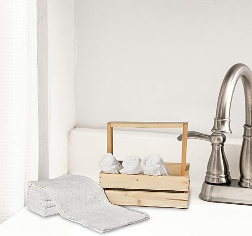 Miniatura 6 de GOLD TEXTILES Paquete de 12 paños de lavado (13 x 13 pulgadas, blanco) suaves de algodón hilado con enjuague, altamente absorbentes y de secado