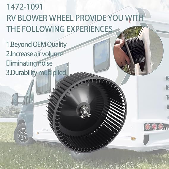 ترقية 1472-1091 14721091 عجلة منفاخ مكيف الهواء Rv متوافقة مع منفاخ حزمة عجلة مكيف الهواء كولمان ماخ 8332/8433/8632/6701/6702/6703/6721-6723، قطر 7 بوصة،
