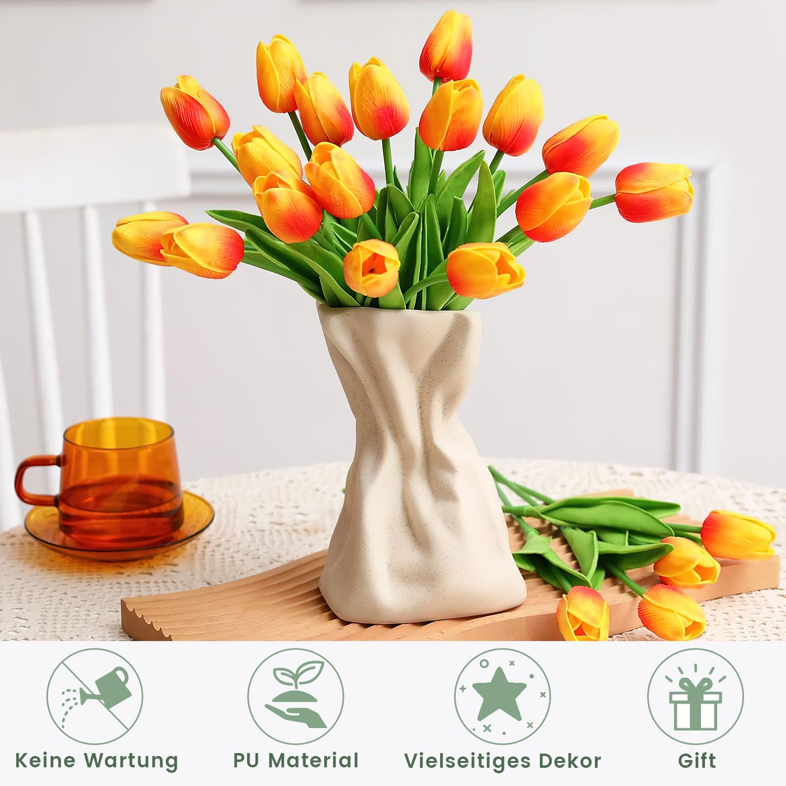 HKYBCF Fiori Artificiali di Tulipani Silicone di Lusso Real Touch Tulipani Bouquet Fiori Artificiali Decorativi Decorazione del Soggiorno Flores Artificiales (Color : Pink