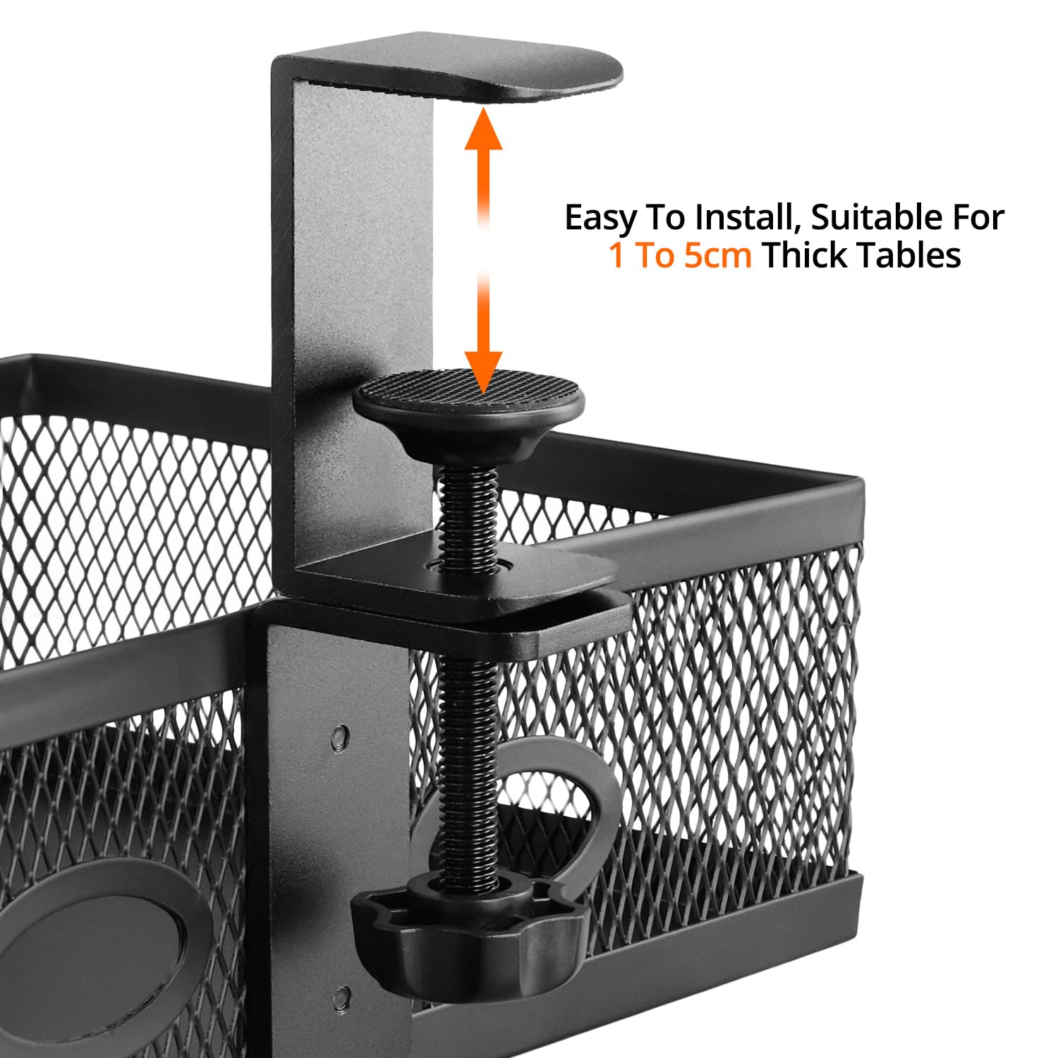 QWORK® Przechowywanie pod biurkiem, organizer pod biurko, obracany o 360°, przechowywanie biurowe, konstrukcja z metalowej siatki