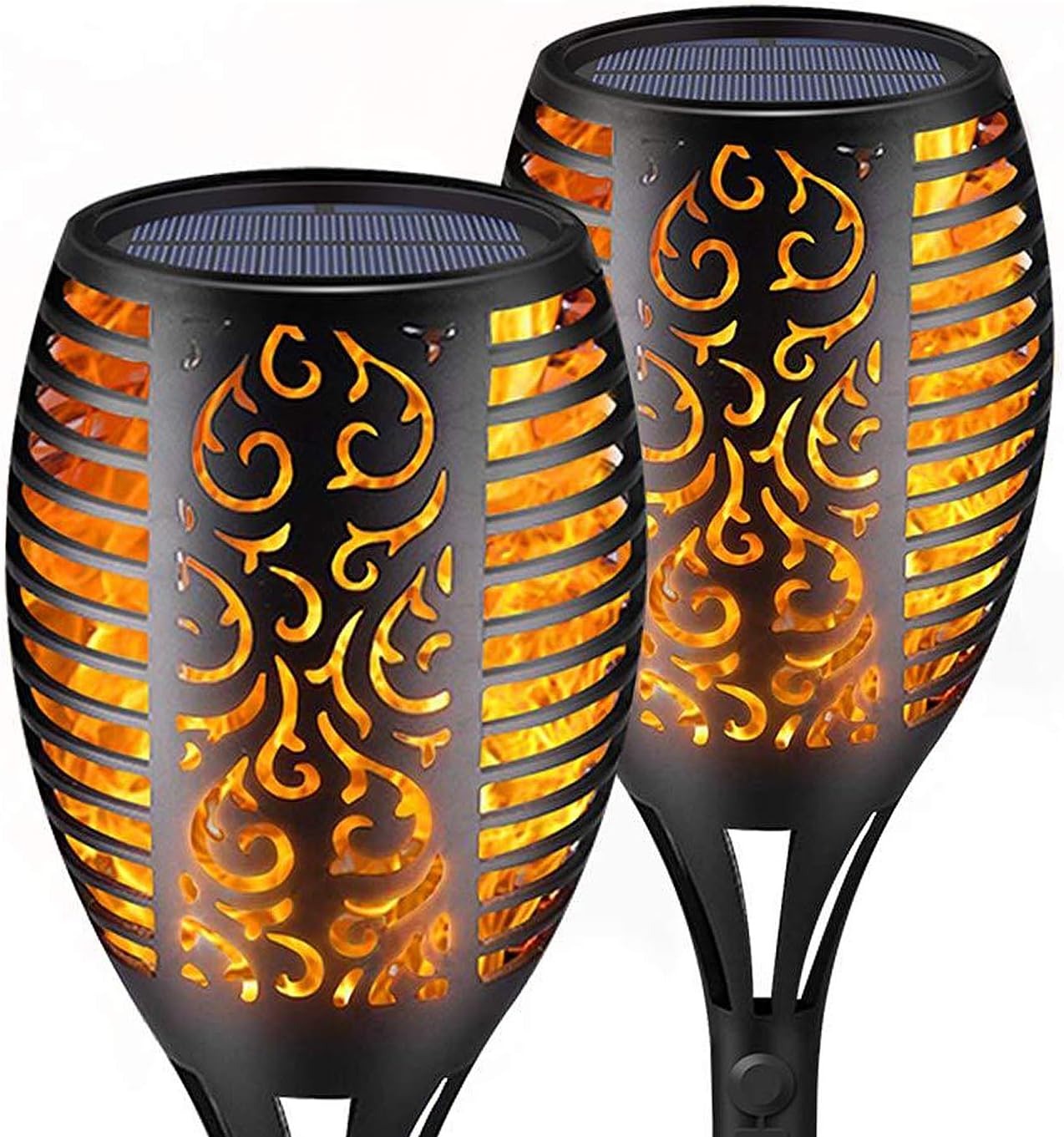 SIKOT Solar Torch Lights with Flickering Dancing Flame, Outdoor Yard Decoration Patio Lights Landscape Lighting Dusk to Dawn Auto On/Off Upgraded 3 Modes Path Lights for Garden Deck Driveway (2 Pack)