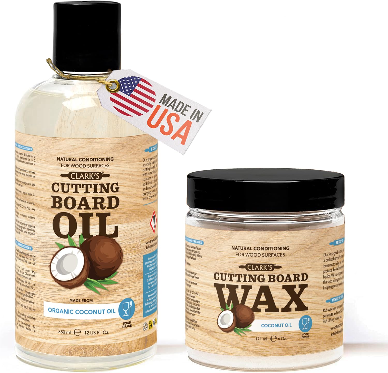 CLARK'S Coconut Cutting Board Oil and Wax (Pack of 2)