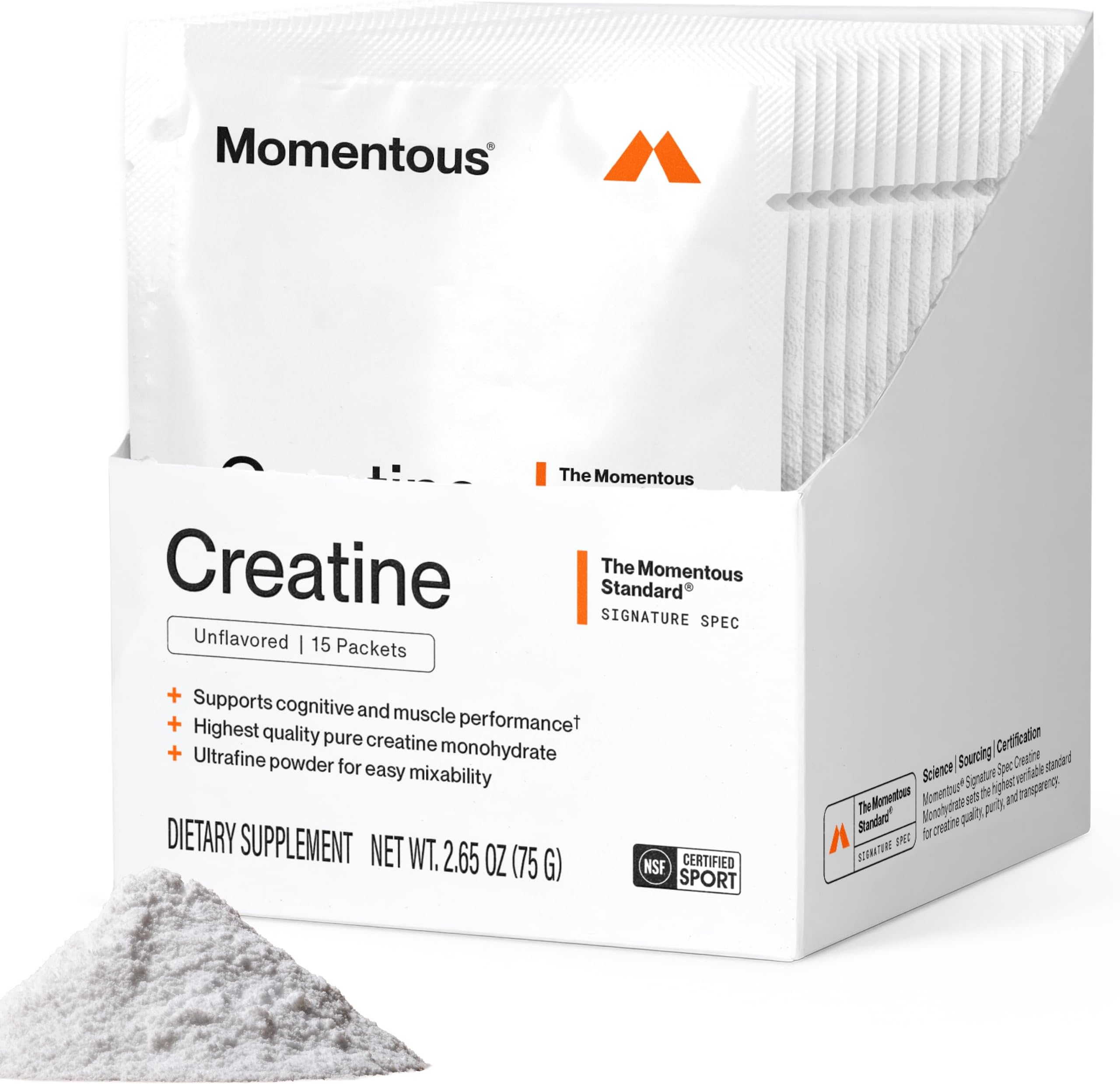 Momentous Creatine Monohydrate Powder, 5g per Serving, Unflavored