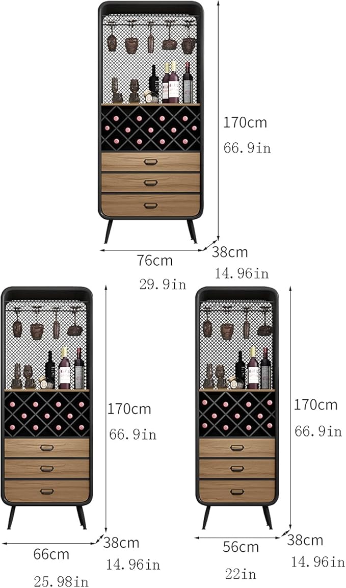 Mueble Barra de Vino TOMYEUS, Metal y Madera, Dorado, Tamaño Pequeño miniatura 3