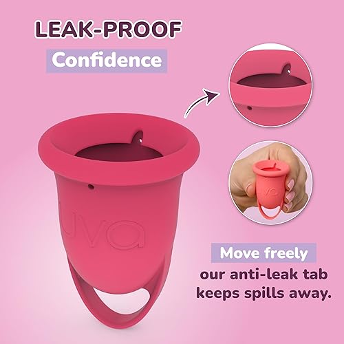 Miniatura 3 de UVA Kit de copa menstrual tamaño A  Juego de vasos de periodo reutilizable de flujo moderado  Copa de silicona suave a prueba de fugas,