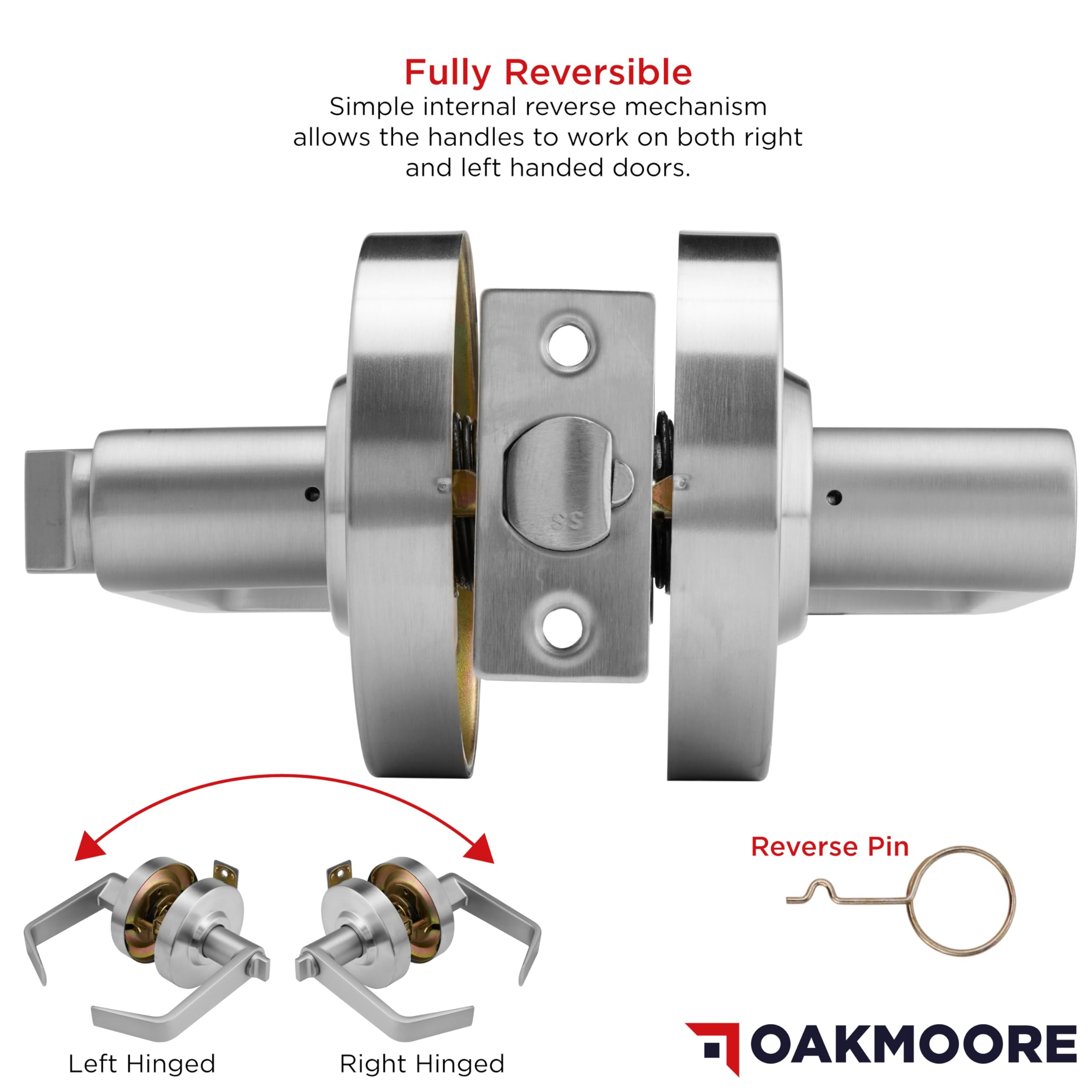 Oakmoore Heavy Duty Keyed Entry Door Handle With Occupied/Vacant Indicator - Silver Commercial Lock For Restaurants, Stores, Offices - View #8