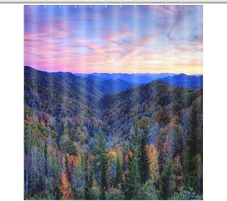 Sunset Shower Curtain for Bathroom,Sunset at Blue Ridge Parkway,at Autumn,Waterproof Cloth Fabric Shower Curtains Bathroom Decor 72x72 Inch