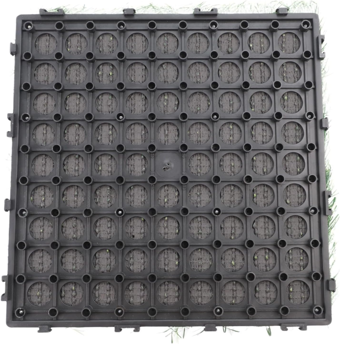 Artificial Grass Tiles 5-Pack 12x12 Inch Interlocking Self-Draining Polyethylene/Polypropylene Turf for Garden, Patio, Balcony or Deck Landscaping