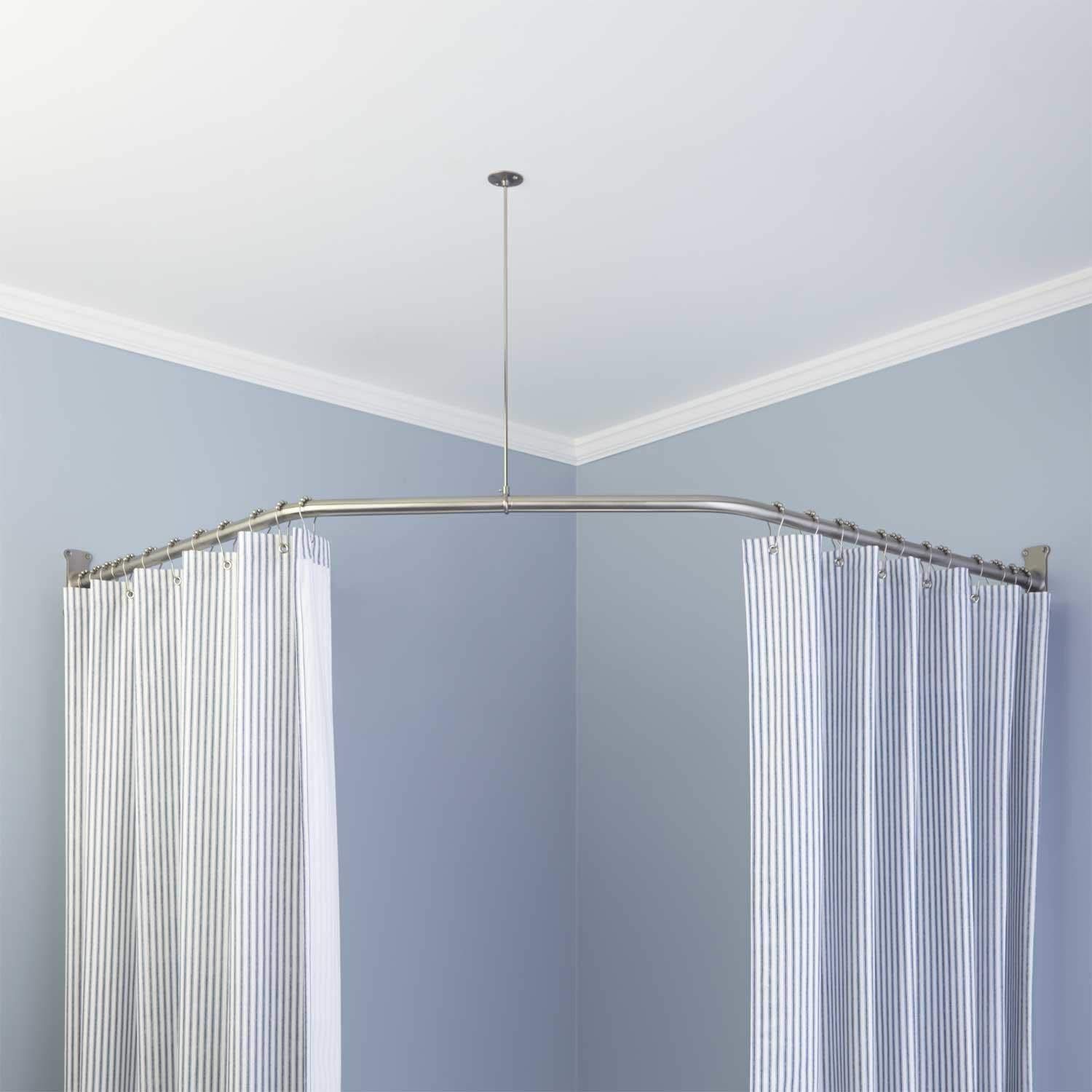 Naiture Neo-Angle Shower Curtain Rod Stainless Steel with Ceiling Support, 36" X 16" X 36", Chrome Finish