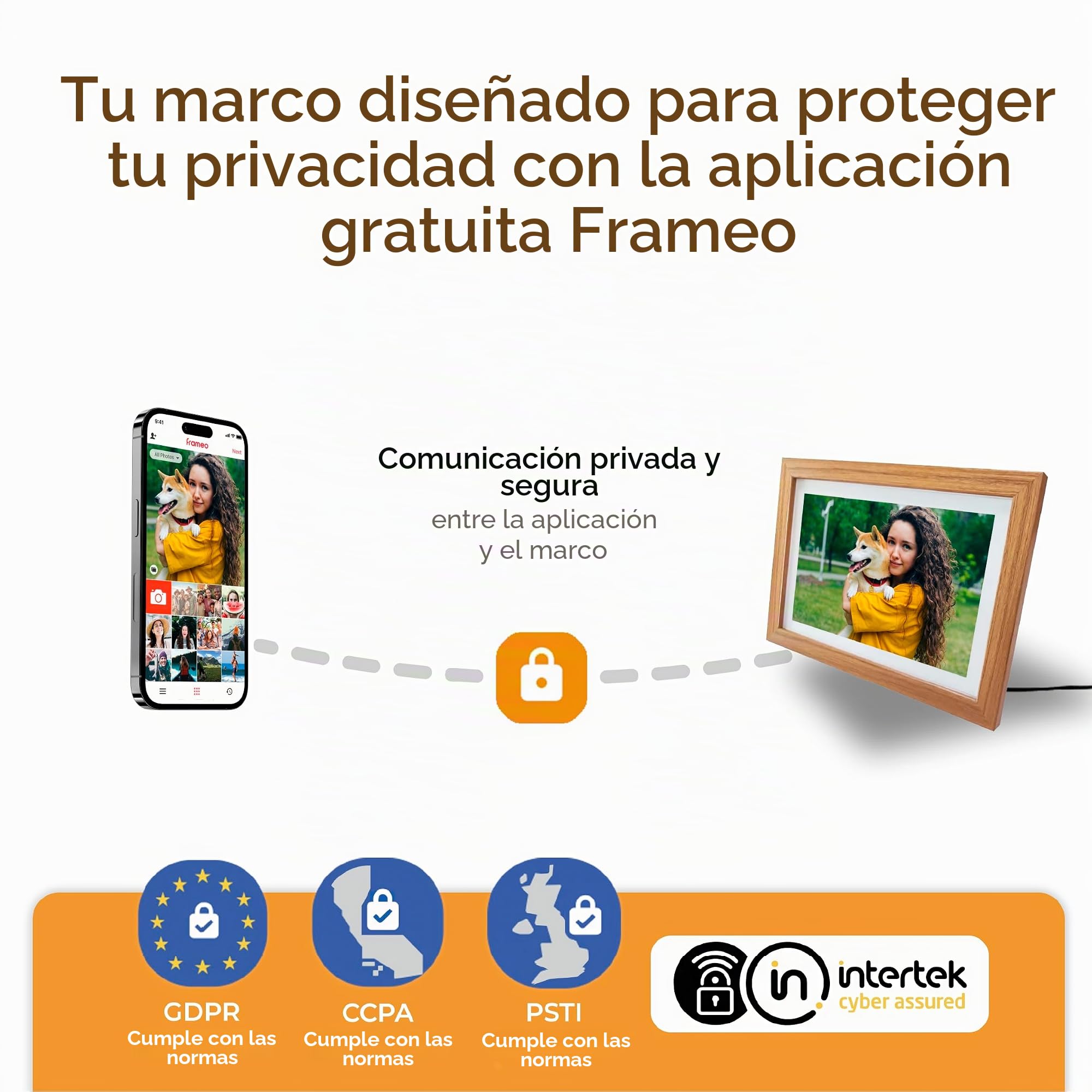 Denver Frameo Marco Digital WiFi 10,1 Pulgadas, Pantalla IPS táctil 1280 x 800, 16 GB, App Frameo, Color Madera Clara