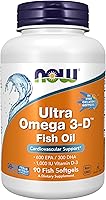 Vista 1 de Suplementos NOW Ultra Omega 3-D™, aceite de pescado omega-3 + vitamina D-3, apoyo cardiovascular*, 90 cápsulas blandas