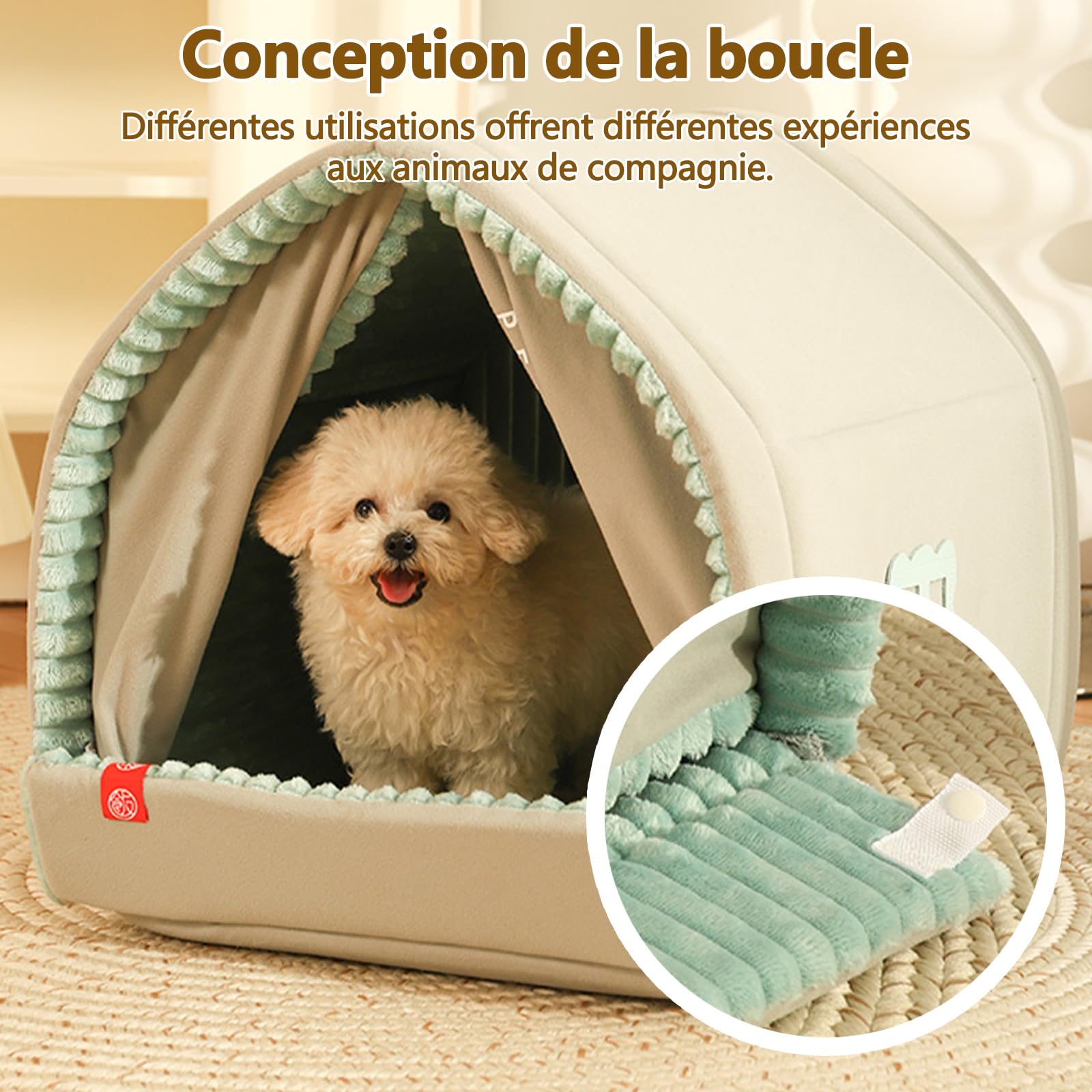 Galatée Lit-Grotte pour Chat, Maisonnette Mignonne pour Chat, Cachette Pliable pour Animaux De Compagnie, Tente Douce Et Chaude pour Animaux, Tente d'hiver Chaude pour Chien(M)