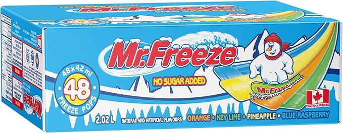 Mr. Freeze, No Sugar Added Freeze Pops - Assorted Flavours (4), 48 x ...