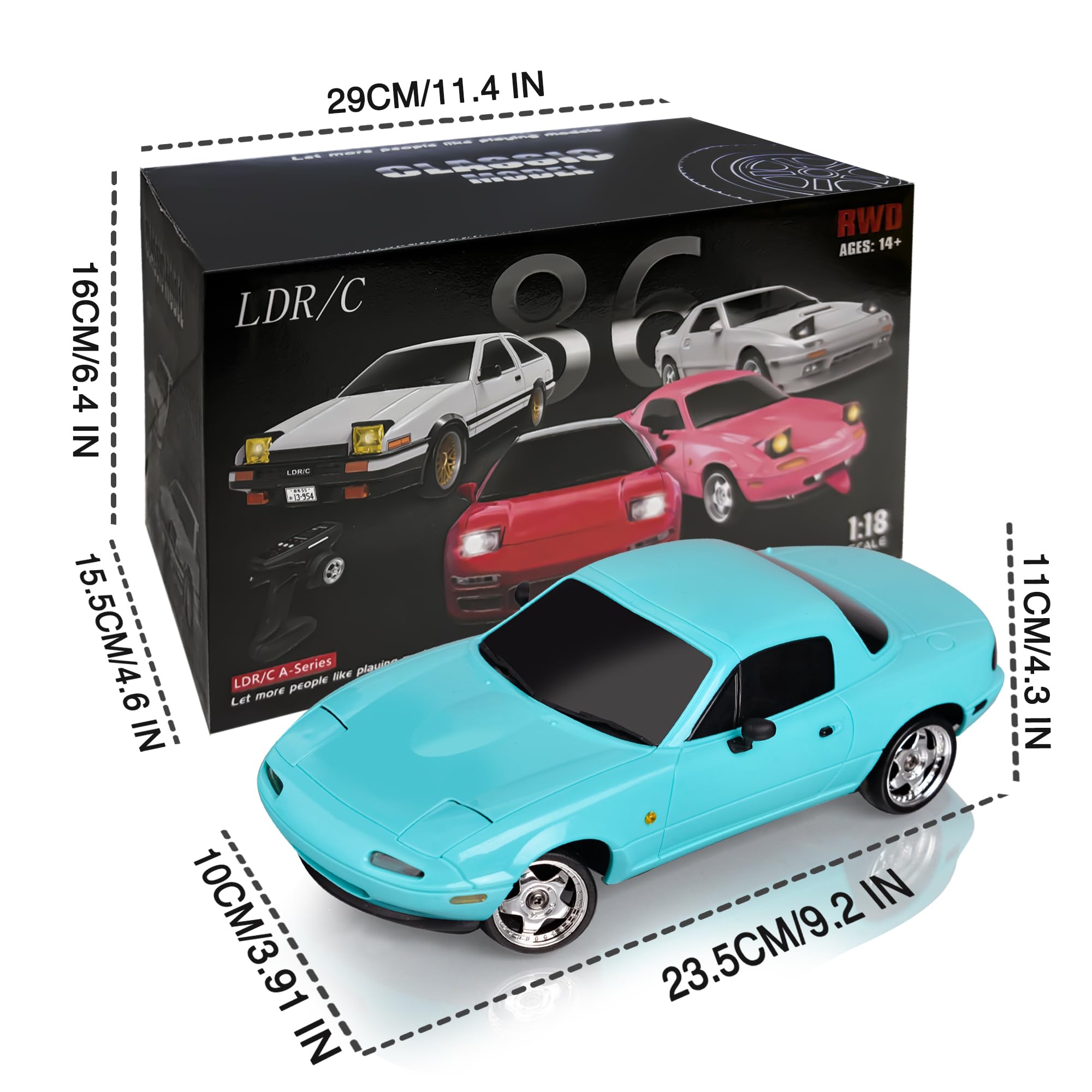 Amazon.com: LEOSO LD1804 1/18 RC Drift Car, Mini Mazda MX-5 RC