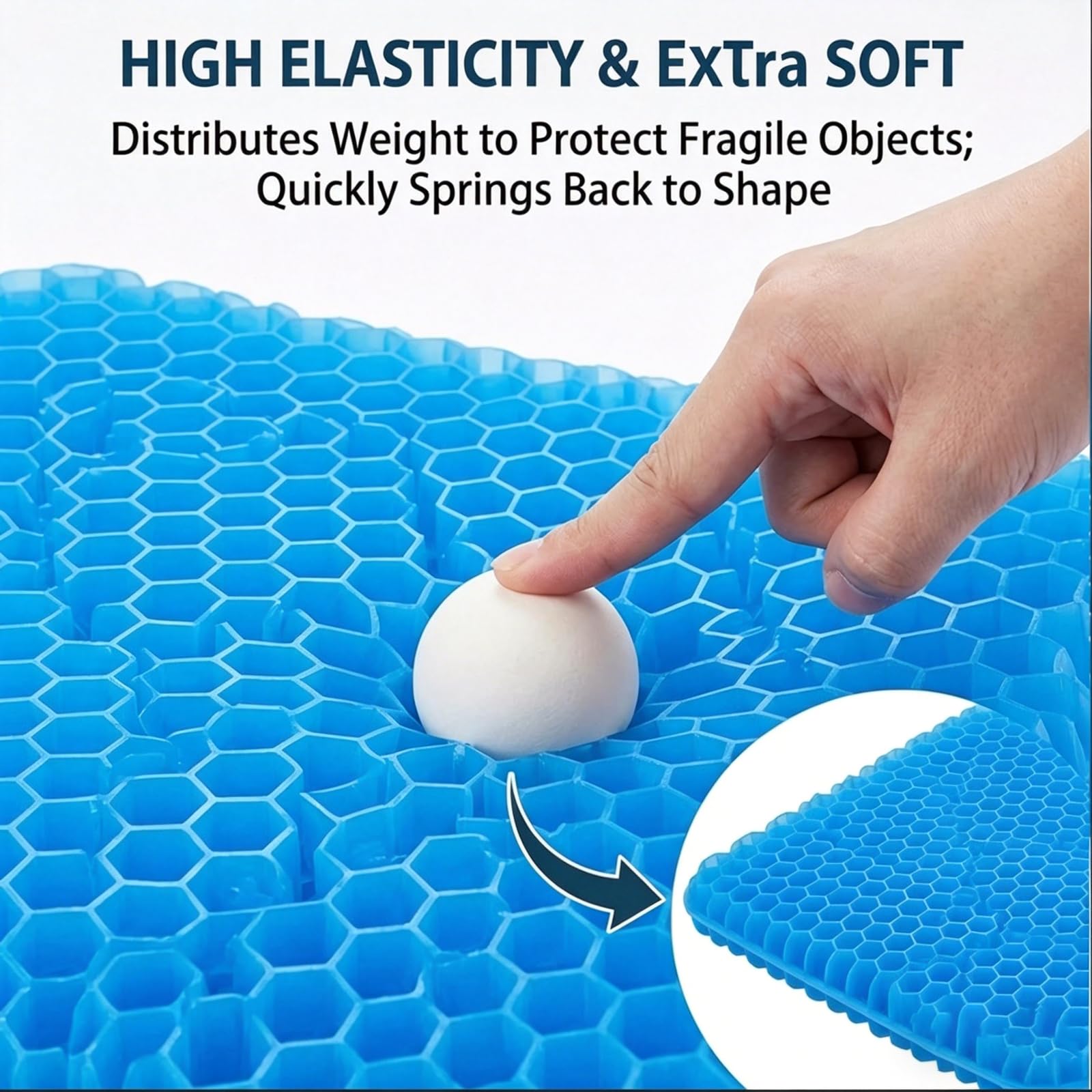 The Zero Cushion para ancianos, cojín de gel de refrigeración mejorado, diseño de panal transpirable, absorbe los puntos de presión, adecuado para oficinas, coches y sillas de ruedas (50 x 50 x 6 cm)