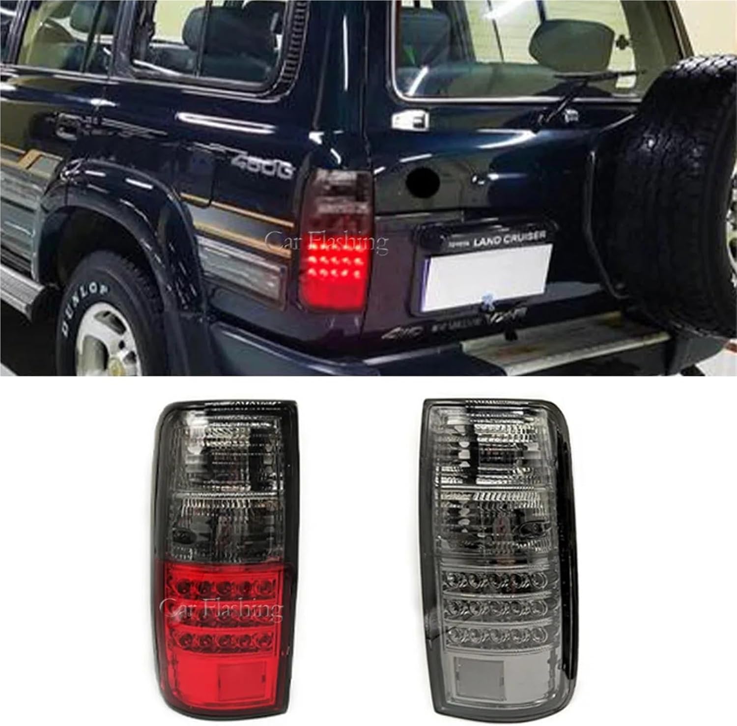 Tail Light Assembly Pair Compatible With Toyota Land Cruiser FJ80 LC80 FZJ80 1991-1997 Brake Light Turn Signal Reverse Light Rear Reflector Lamps Taillight Assembly(Red and Black)