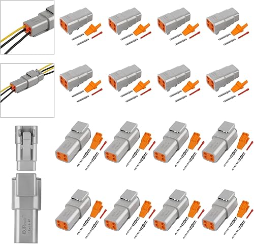 Miniatura 6 de JRready Deutsch - Juego de 8 conectores de 4 pines, conectores de cable eléctrico impermeables con tamaño 20 contactos sólidos 20-22AWG 16 pares,