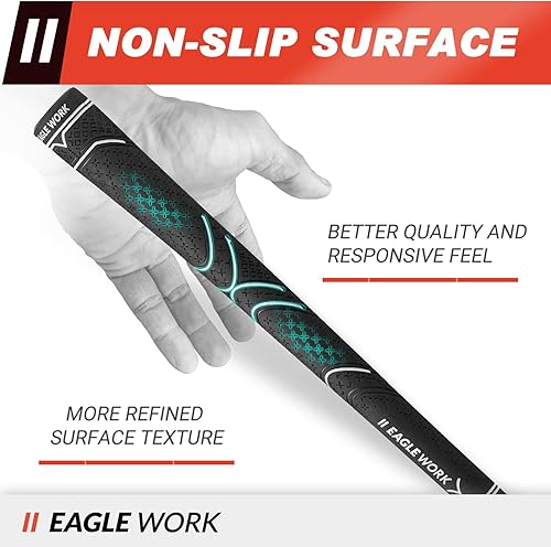 Miniatura 3 de EAGLE WORK Agarres de golf de goma, paquete de 13 con solvente, 15 cintas, abrazadera de tornillo y hoja de gancho, control para todo tipo de clima