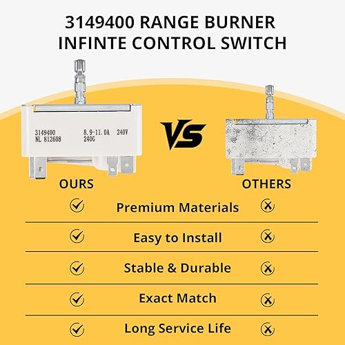 Miniatura 7 de Nuevo 3149400 3148954 3148953 3148951 Quemador de rango Infinito Reemplazo del interruptor para Whirlpool WP3149400 AP6007666 PS11740783