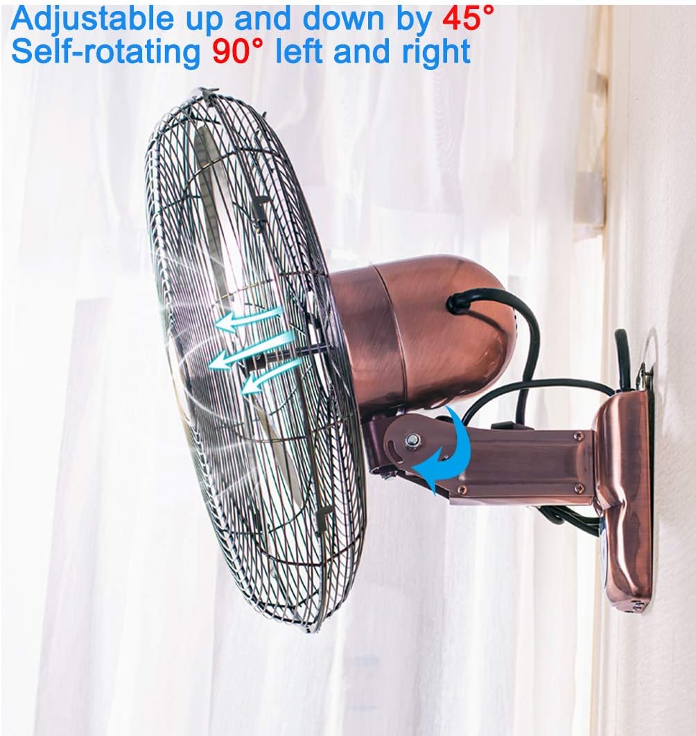 Cooling Silent Oscillating Fan - Wall Mounted Fan with Remote Control - Home/Industrial/Office/Gym Summer Cooling