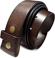 Beltscom 1.5" Full Grain Leather Belt Strap - Heavy-Duty No-Slot Snap-On, Vegetable Tanned Vintage Finish, 100% Genuine Cowhide