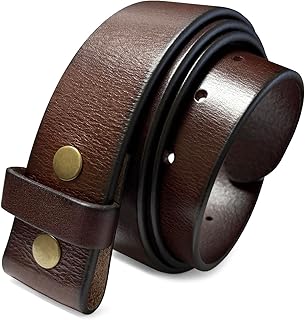 100% One-Piece Full Grain Leather Belt Straps with No Slot Hole/Slot Hole/Heavy-Duty, Multi Options