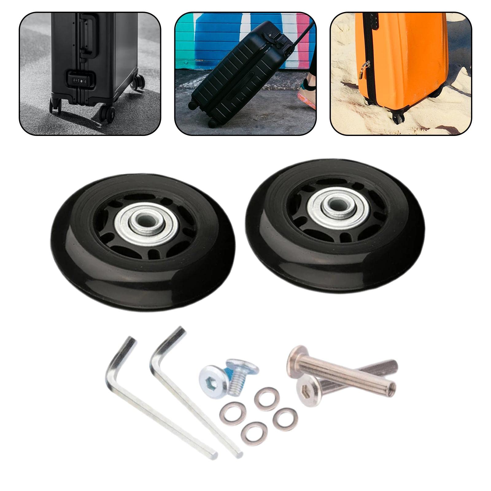 Welt Räder 2 Stück Gepäckkoffer-Rollen, drehbar, 64 mm x 18 mm