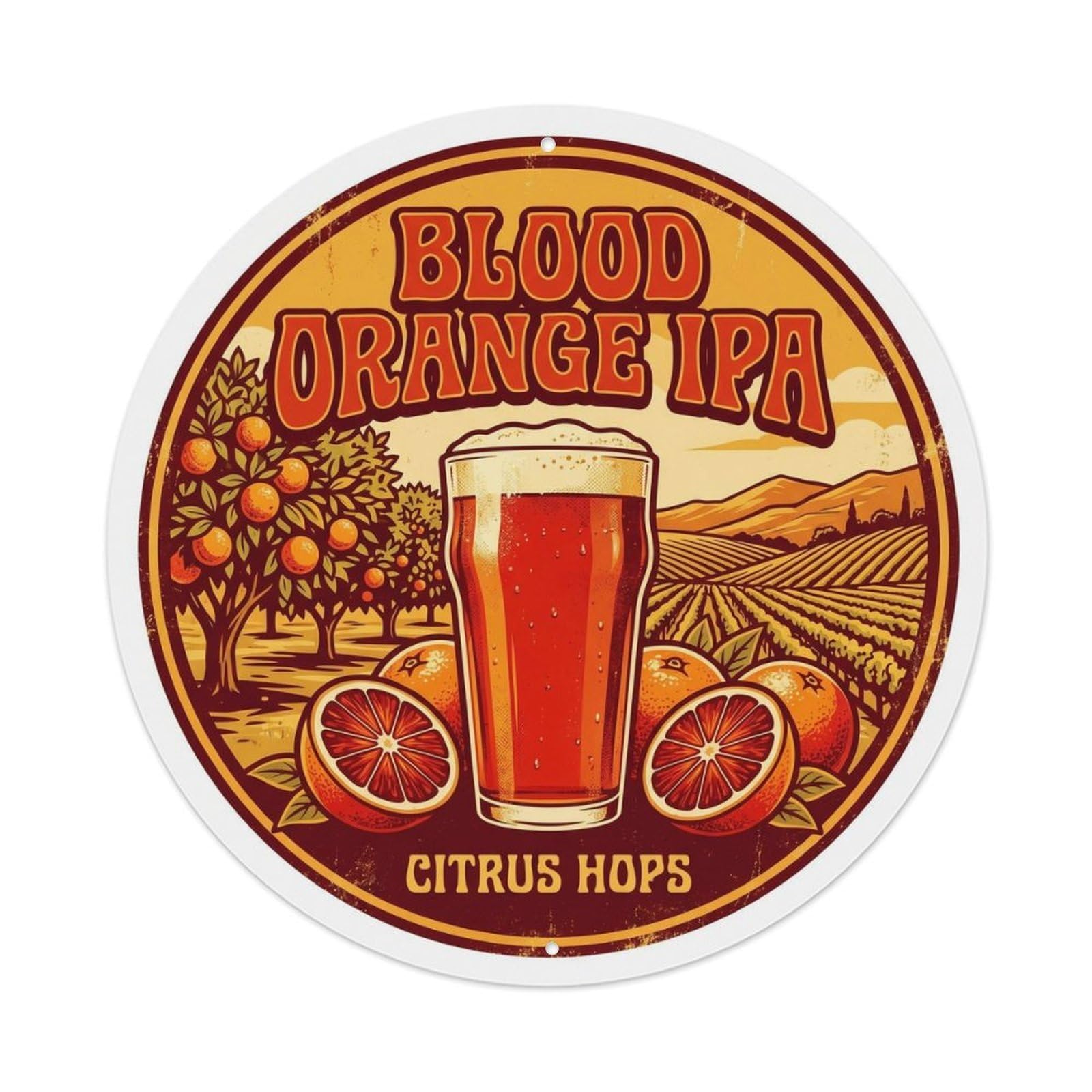 Blood Orange IPA Craft Beer Cellar Brew Wild Ferment Metal Tin Sign