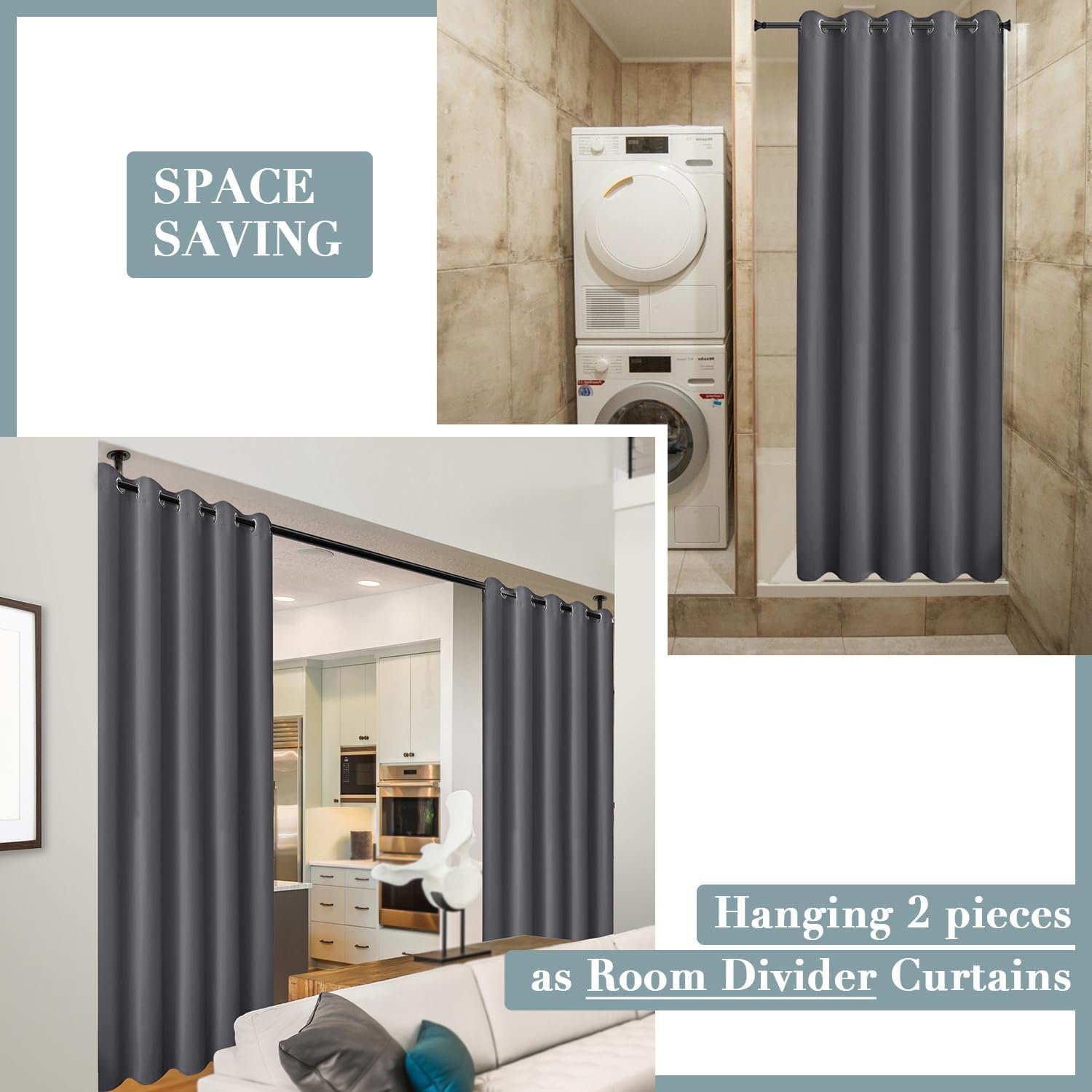 PANELSBURG 80 Inch Length Patio Curtains for Sliding Door,Thermal Blackout 60 Inch Wide Curtains for Large Window,80 Inches Long,Dark Grey