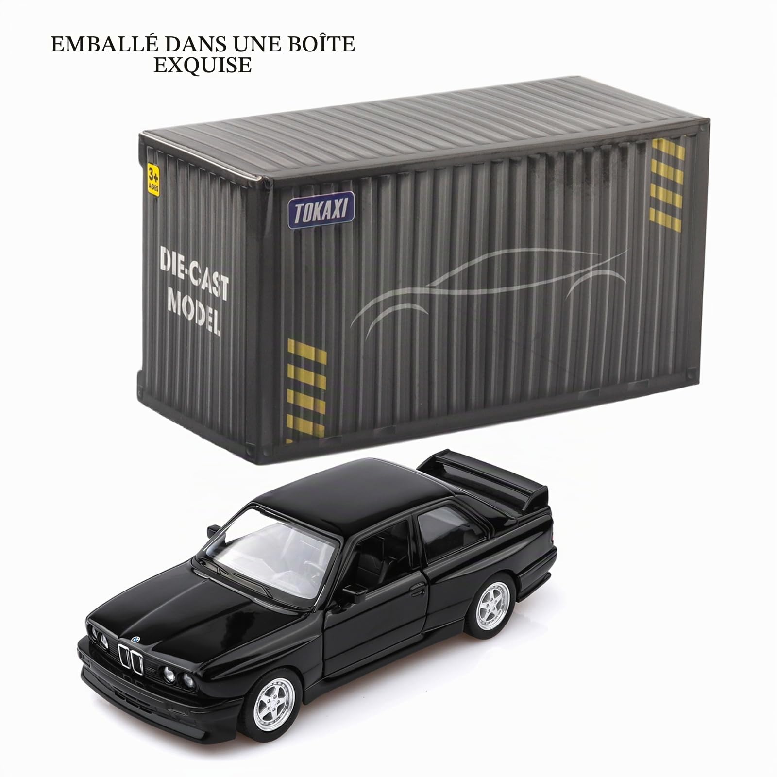TOKAXI BMW M3 E30 1987 Voiture Miniature Diecast Échelle 1/36 Noir
