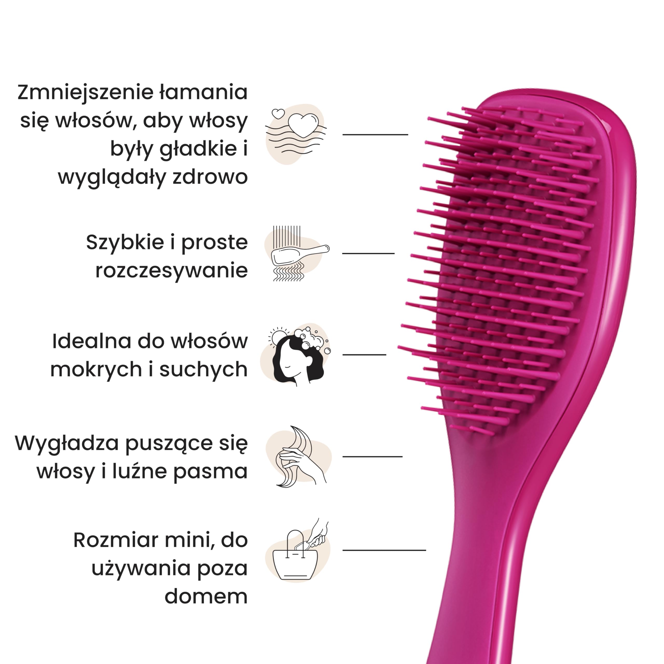 Tangle Teezer Mini Ultimate Detangler - do włosów mokrych i suchych - szczotka do rozczesywania do wszystkich rodzajów włosów - idealna szczotka dla dzieci i w podróży - Elektryzujący malinowy