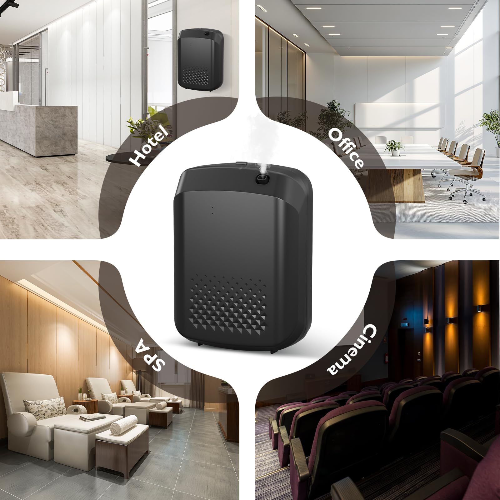 Yofuly – Diffuseur d'huiles essentielles sans eau, machine à air parfumé intelligent pour la maison, diffuseur de parfum d'air froid pour grande surface, spa, bureau et entreprise, couverture de 1 500