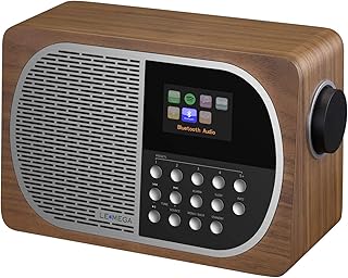 LEMEGA M2+ Internet Radio,DAB/DAB+/FM Digital Radio,Spotify Connect,Bluetooth Speaker,Headphone-Out,USB MP3,Alarms Clock,Rechargeable Battery or Mains Powered,Colour Display,App Control-Walnut