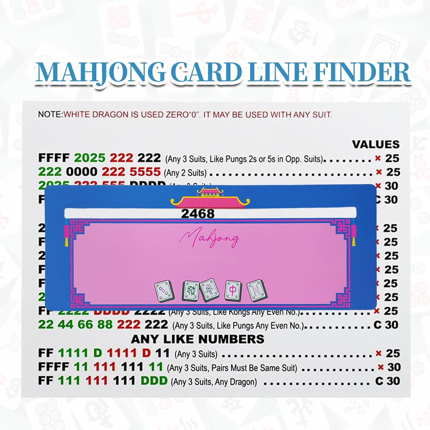 4 Pcs Mahjong Line Finder - Suitable for Beginners and Experienced Players, Mahjong Line Reader, Ideal Gifts for Mahjog Lovers (Multicolor)