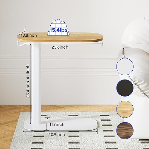 Vista 3 de FLEXISPOT - Mesa C ajustable con ruedas, mesa auxiliar para aperitivos, mesa lateral móvil para sofá, cama, mesa de noche, carro para laptop