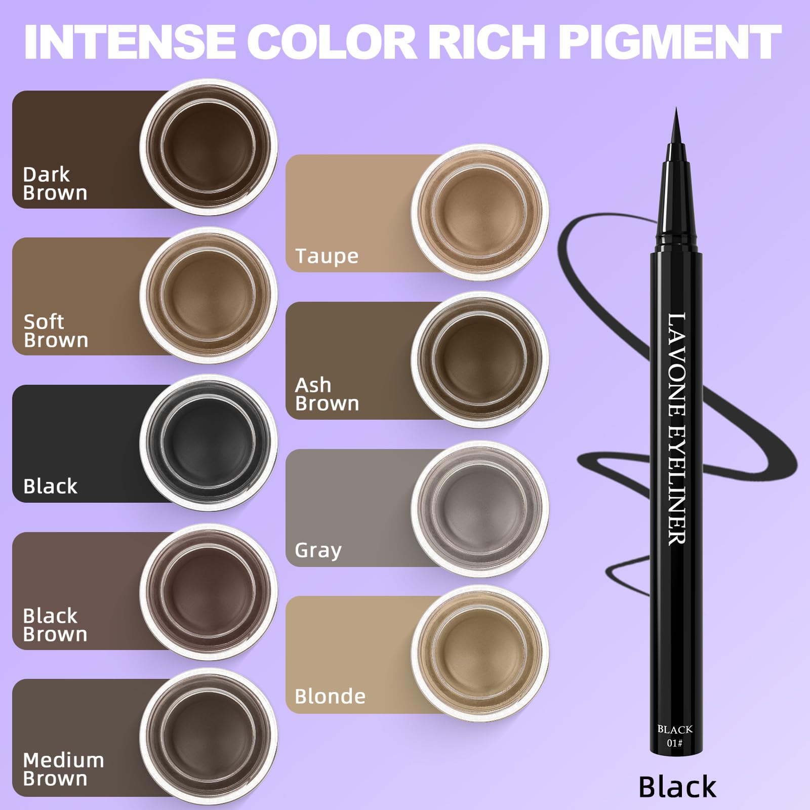 Juego de delineador de ojos, kit de maquillaje impermeable con lápiz delineador líquido, delineador de ojos de gel y pincel delineador de ojos en ángulo, impermeable, resistente a las manchas 2