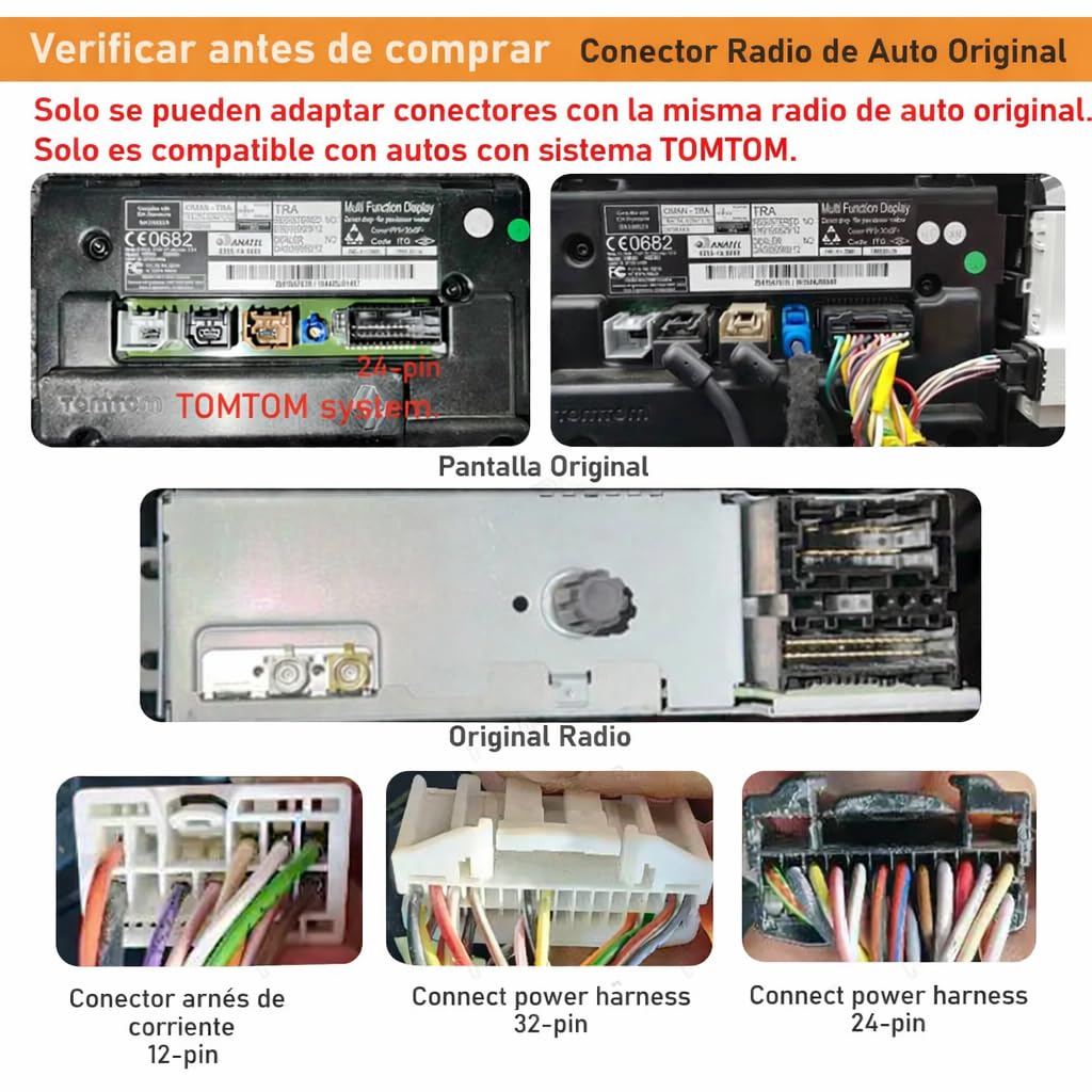 Arnés de Cableado con CANBUS Hiworld para Renault Opel Fiat, Compatible con Sistema TOMTOM, para Pantallas Android, con Adaptador Antena