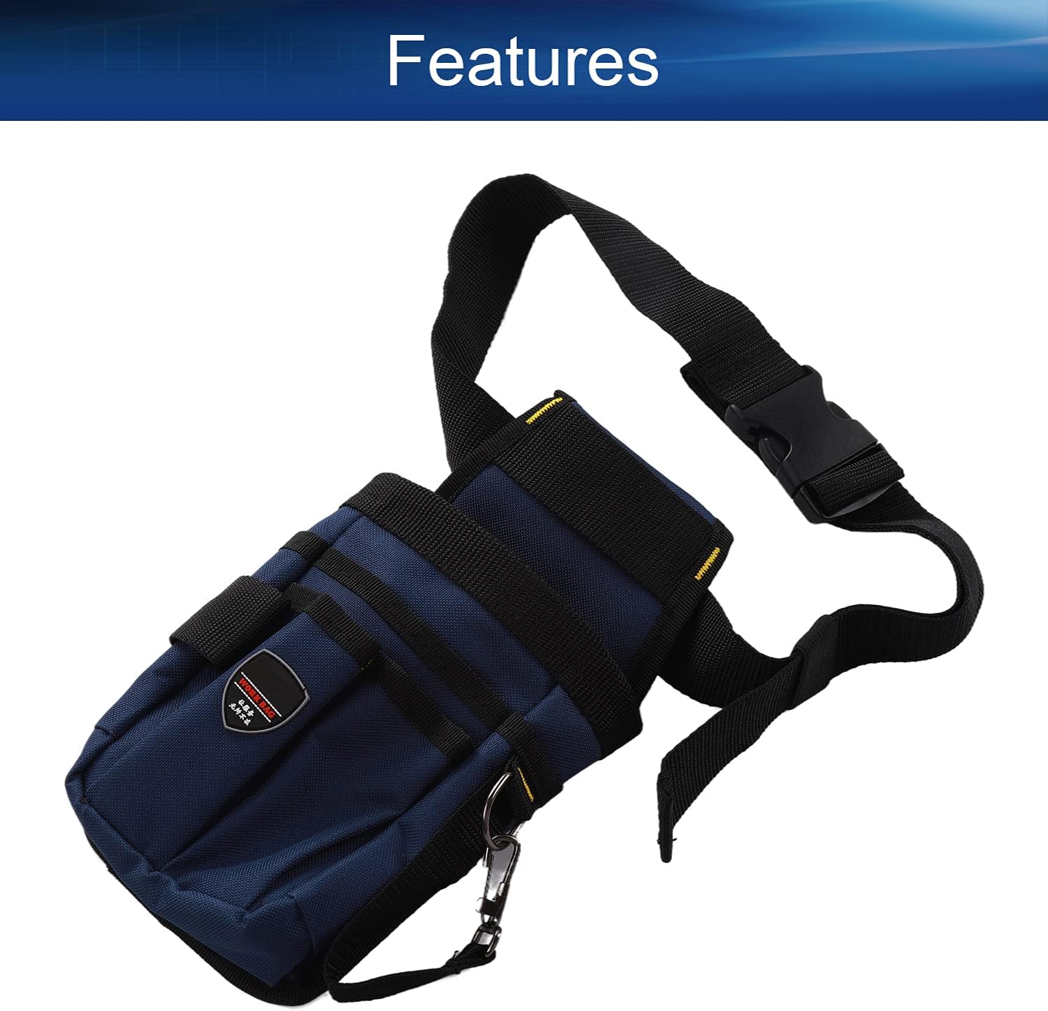 Auniwaig 18x11.5x5cm Canvas Tool Bag Pockets Pouch Small Tool Belt Heavy Duty Oxford Tool Pocket with Adjustable Durable Nylon Belt Professional Waist Work Tool Bag Puncture-Resistant Liner, Blue