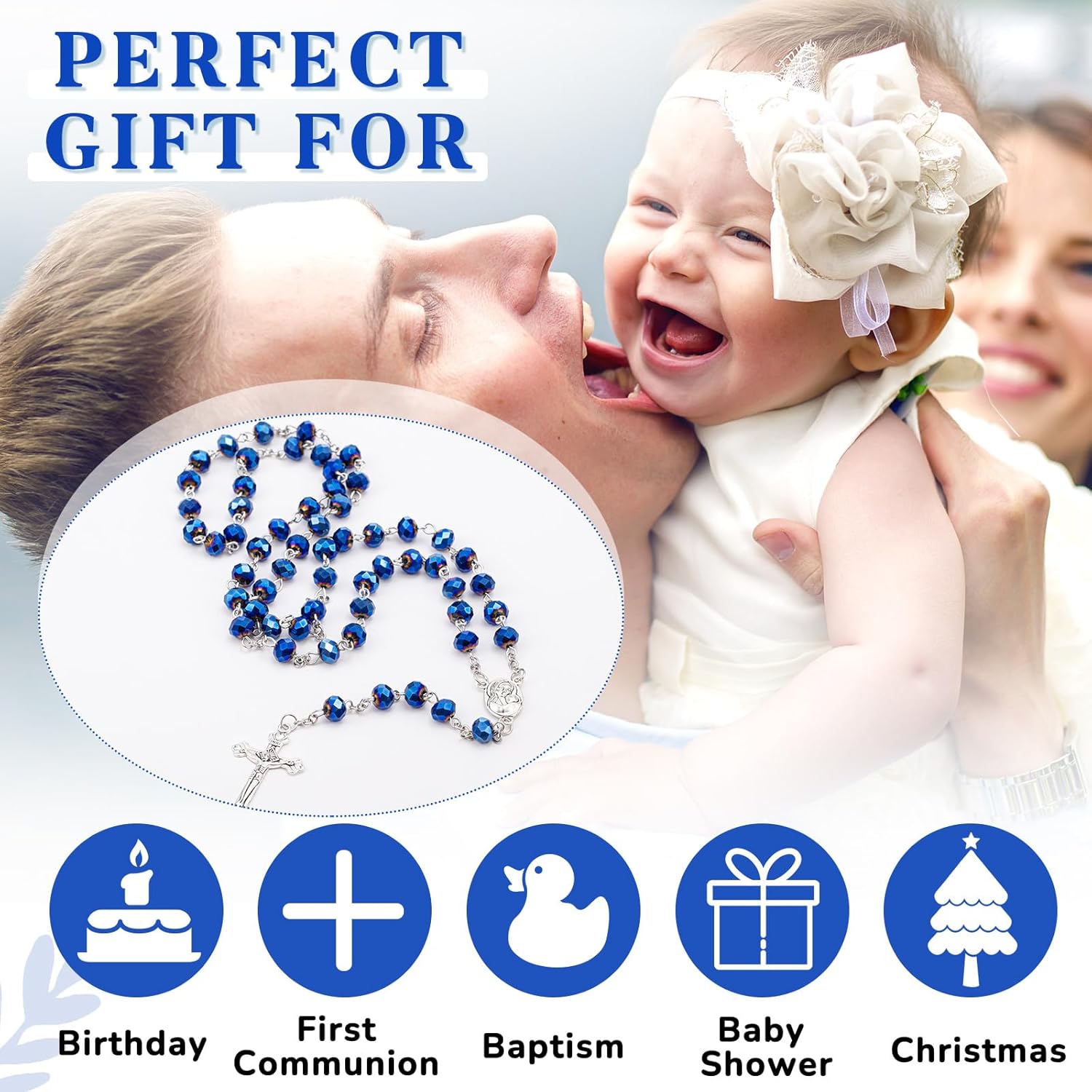 ROCEEI Catholic Rosary Beads Necklace Bulk with Jesus Crucifix Catholic Rosary Prayer Gifts with White Organza Bags - Image 7