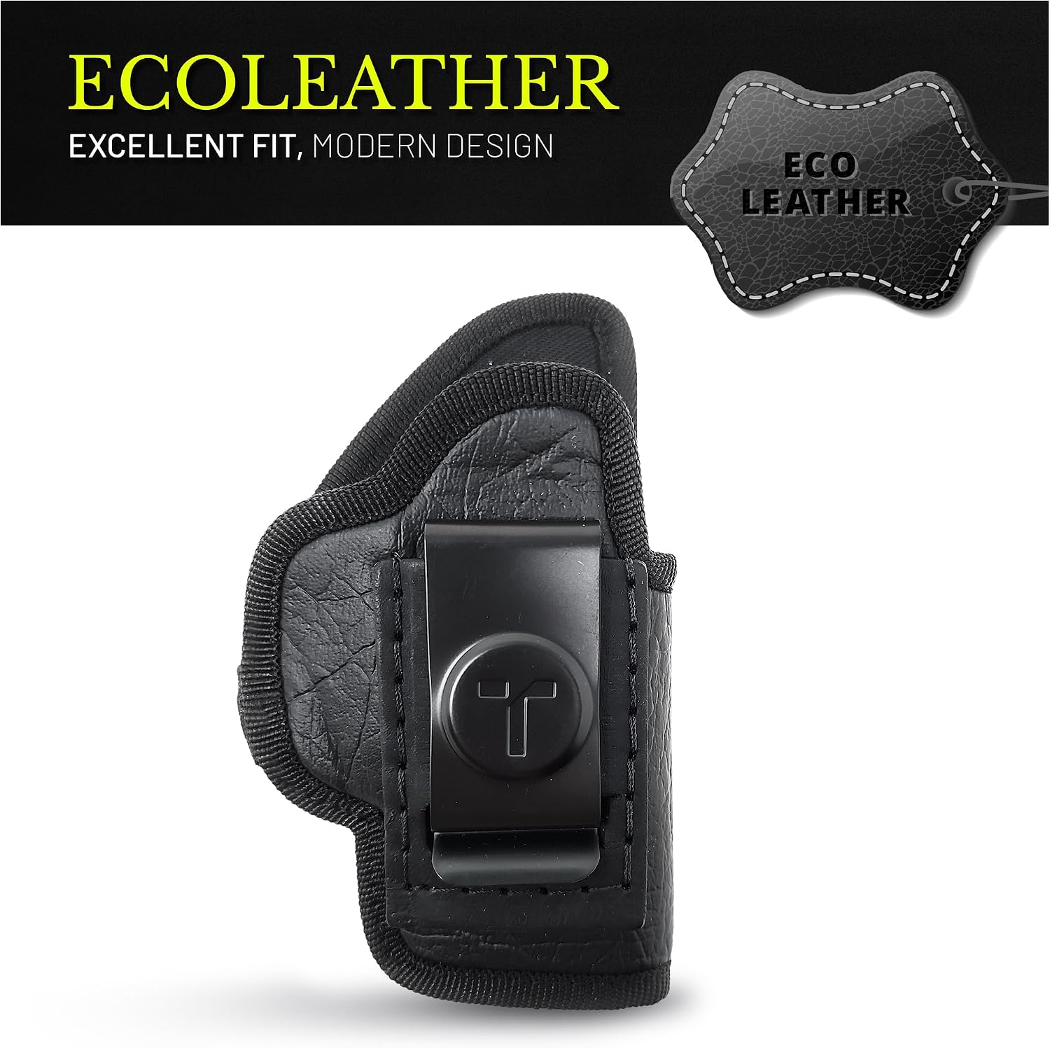 Eco Leather IWB Holster. Leather Holsters for Pistols fit for Glock 23, 43, 43X Taurus Slim, PT111, P365 XL, S&W, M&P Shield. Gun Holster for Men Concealed Carry by Tagua Gunleather.